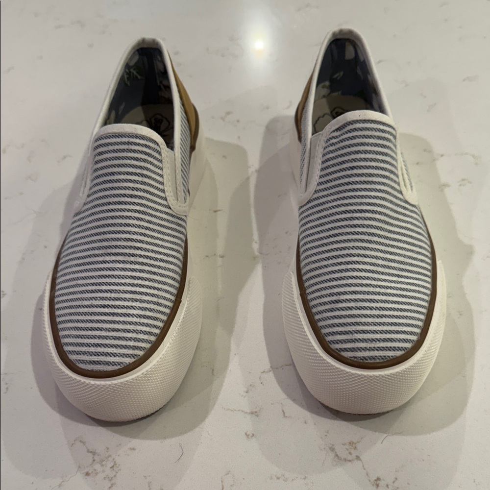 Tommy Bahama Blue and White Striped Loafers